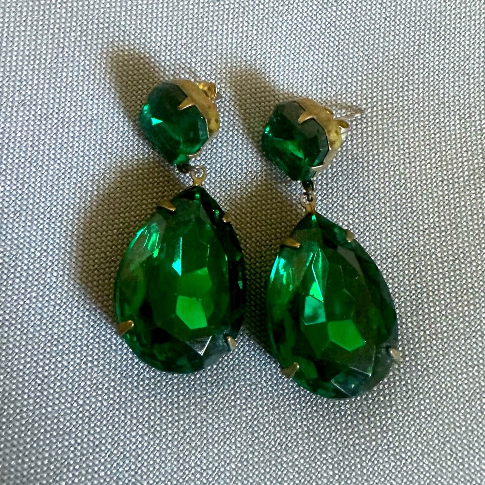 Faux Emerald Drop Angie Earrings
